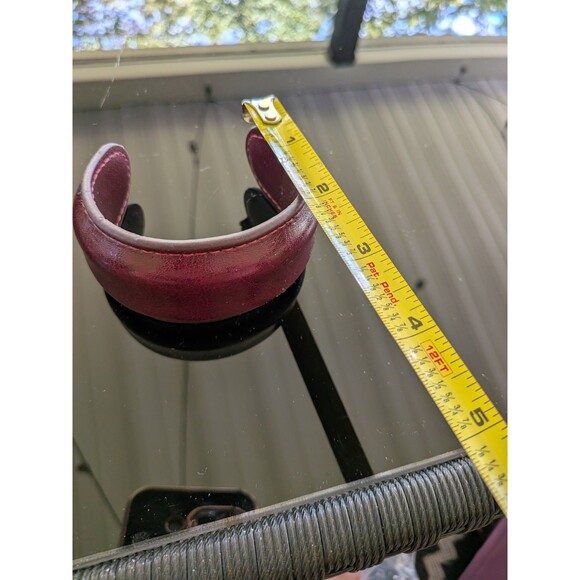 ZARA Women NEW Pack Of 3 Leather Cuff Bangle Bracelets Burgundy Green Cream Bend - Picture 9 of 14